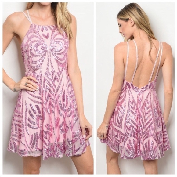 Banjul‎ Pink sequence dress with strap size medium - Picture 4 of 7